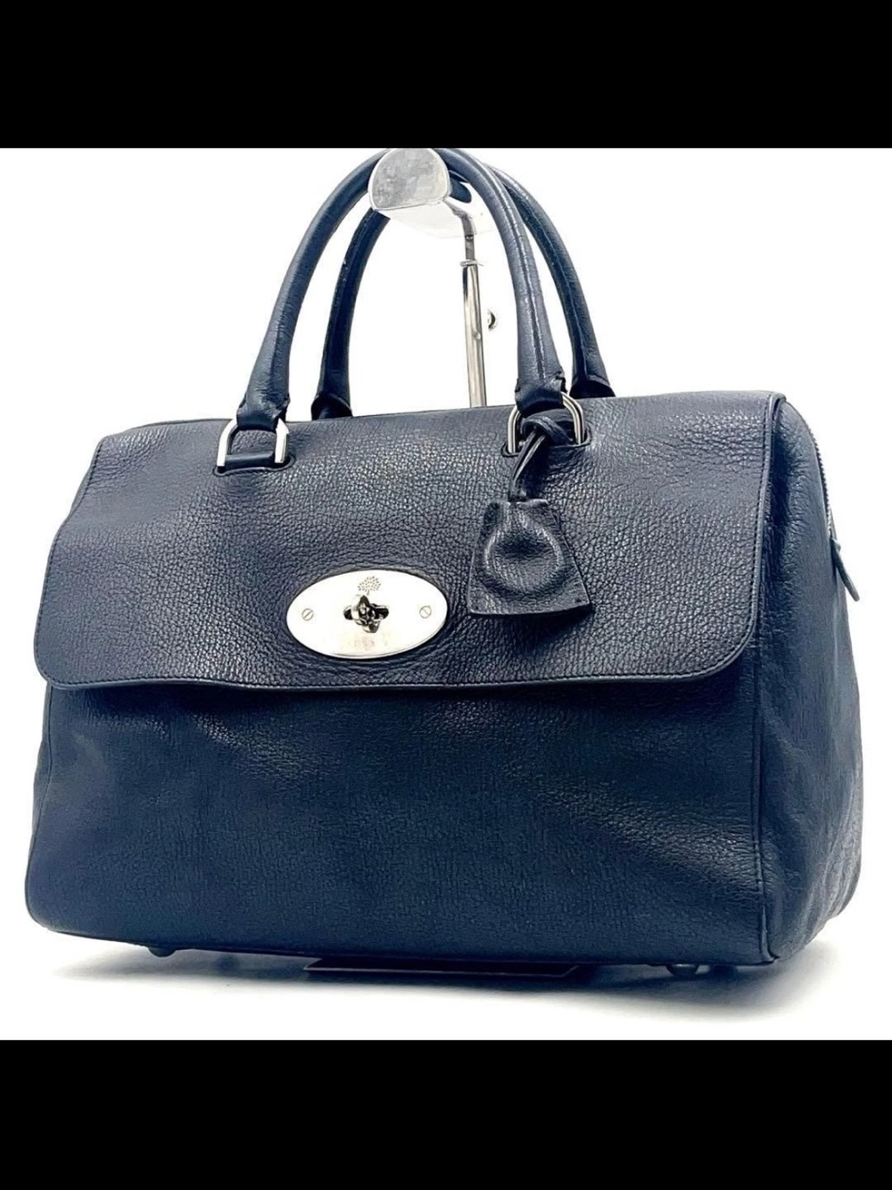 Mulberry Navy Blue Leather Bayswater-Style Top-Handle Bag